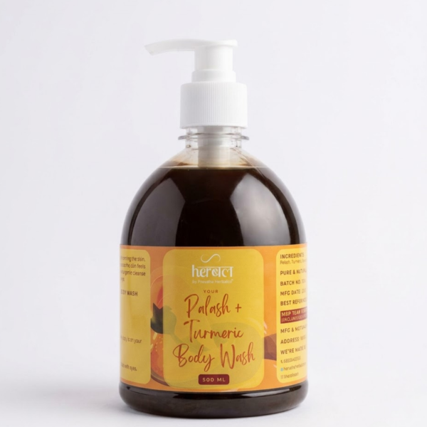 Palash & Turmeric Body Wash 500ml | Brightening & Refreshing Herbal Body Cleanser